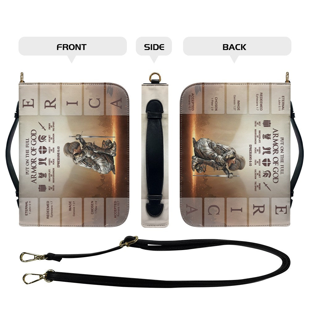 CHRISTIANARTBAG Bible Cover - Put on the Full Armor of God - Uncover the sacred meaning of your name - Personalized Bible Cover, CABBBCV013625