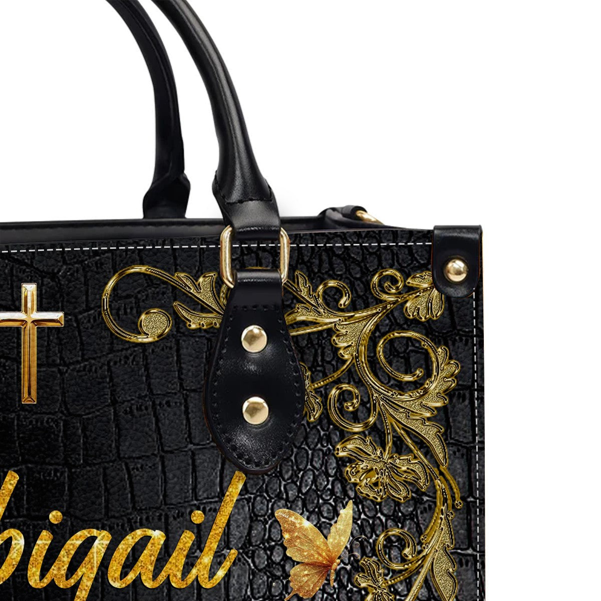 Personalized Christian Leather Handbag with Free Clutch – Custom Name & Bible Verse Meaning – Luxury Faith Gift for Women
