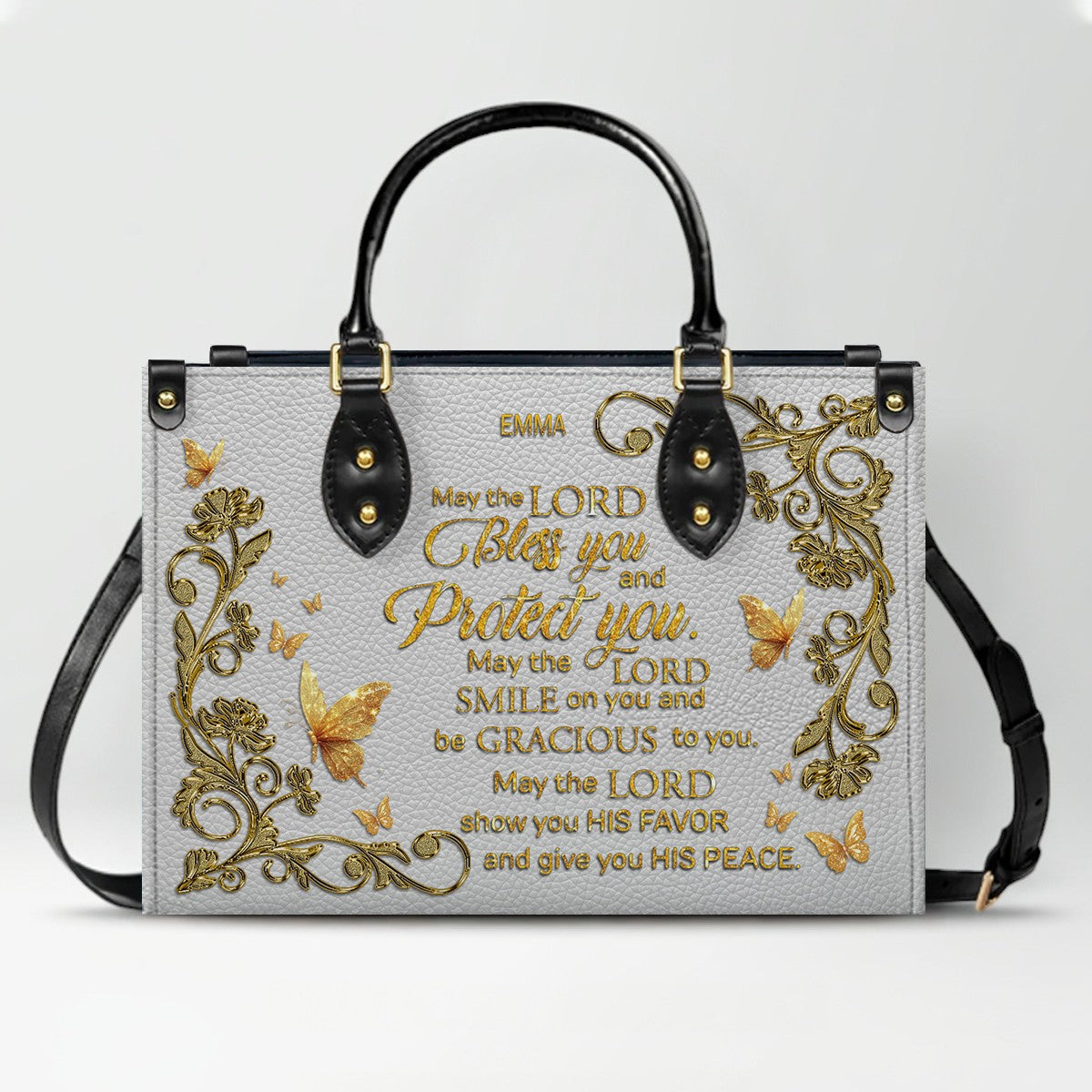 CHRISTIANARTBAG Handbags - She Who Kneels Before GOD - Custom Bible Verses Name & Color - Personalized Leather Handbag - CABLTB01040625