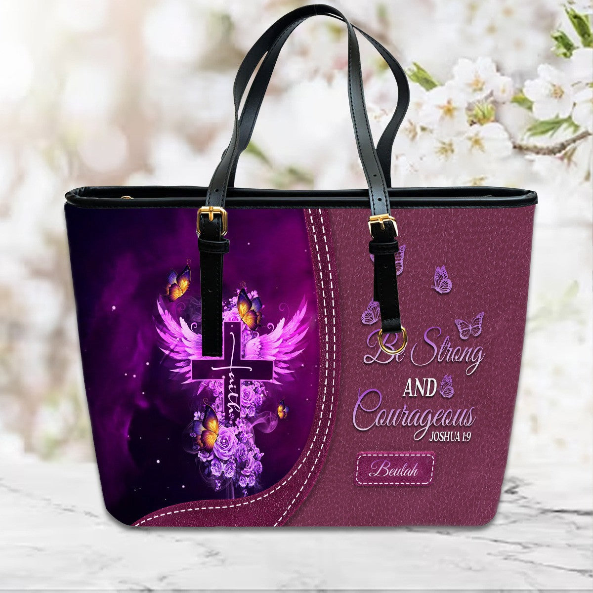 Christianart Designer Handbags, Be Strong and Courageous, Personalized Gifts, Gifts for Women. - Christian Art Bag