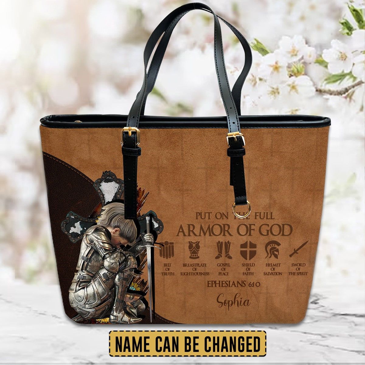 CHRISTIANARTBAG Personalized Leather Handbag - Armor Of GOD - CABLTHB01170524.