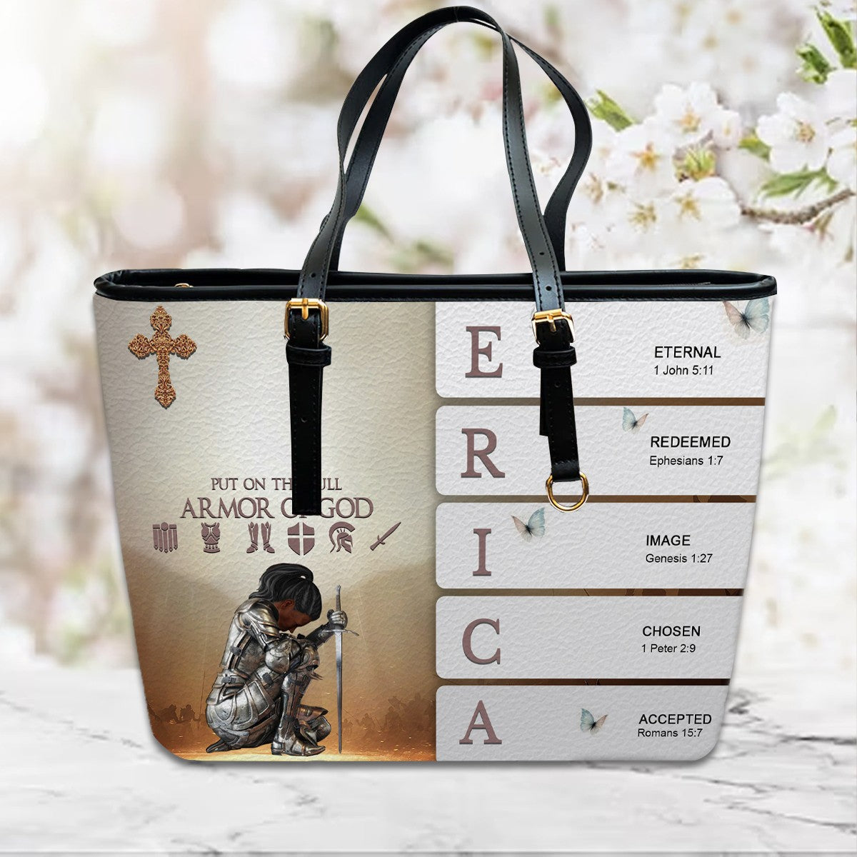 Christianartbag Handbags- Uncover the sacred meaning of your name - Custom Name and Skintone - Personalized Leather Handbag - CABLTB01050325