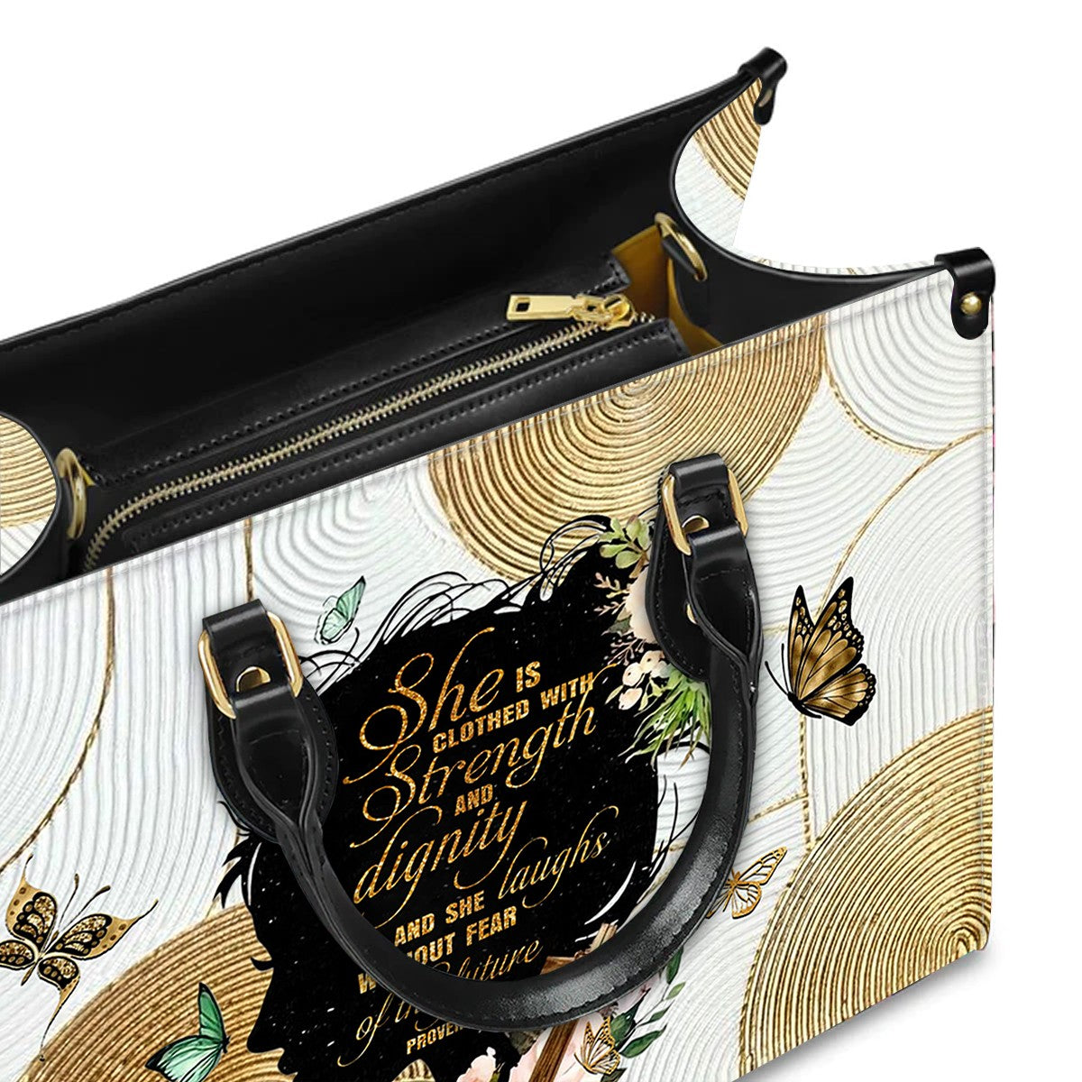 Personalized Christian Handbag – Proverbs 31:25 “Clothed in Strength and Dignity” – Custom Name Faith Tote Bag for Women
