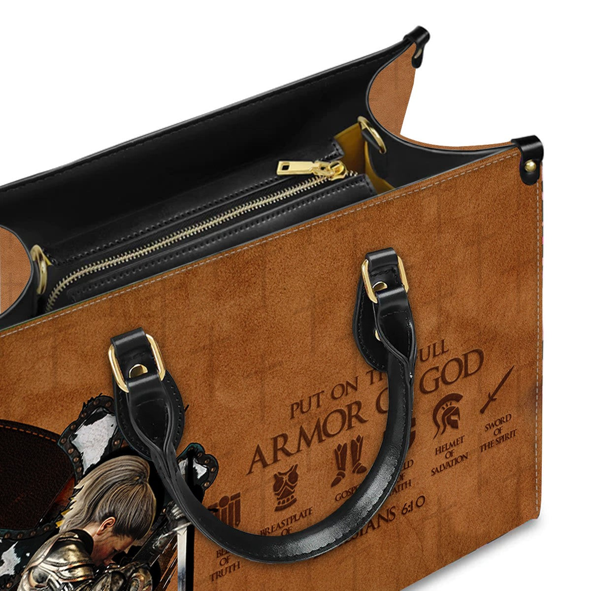 CHRISTIANARTBAG Personalized Leather Handbag - Armor Of GOD - CABLTHB01170524.