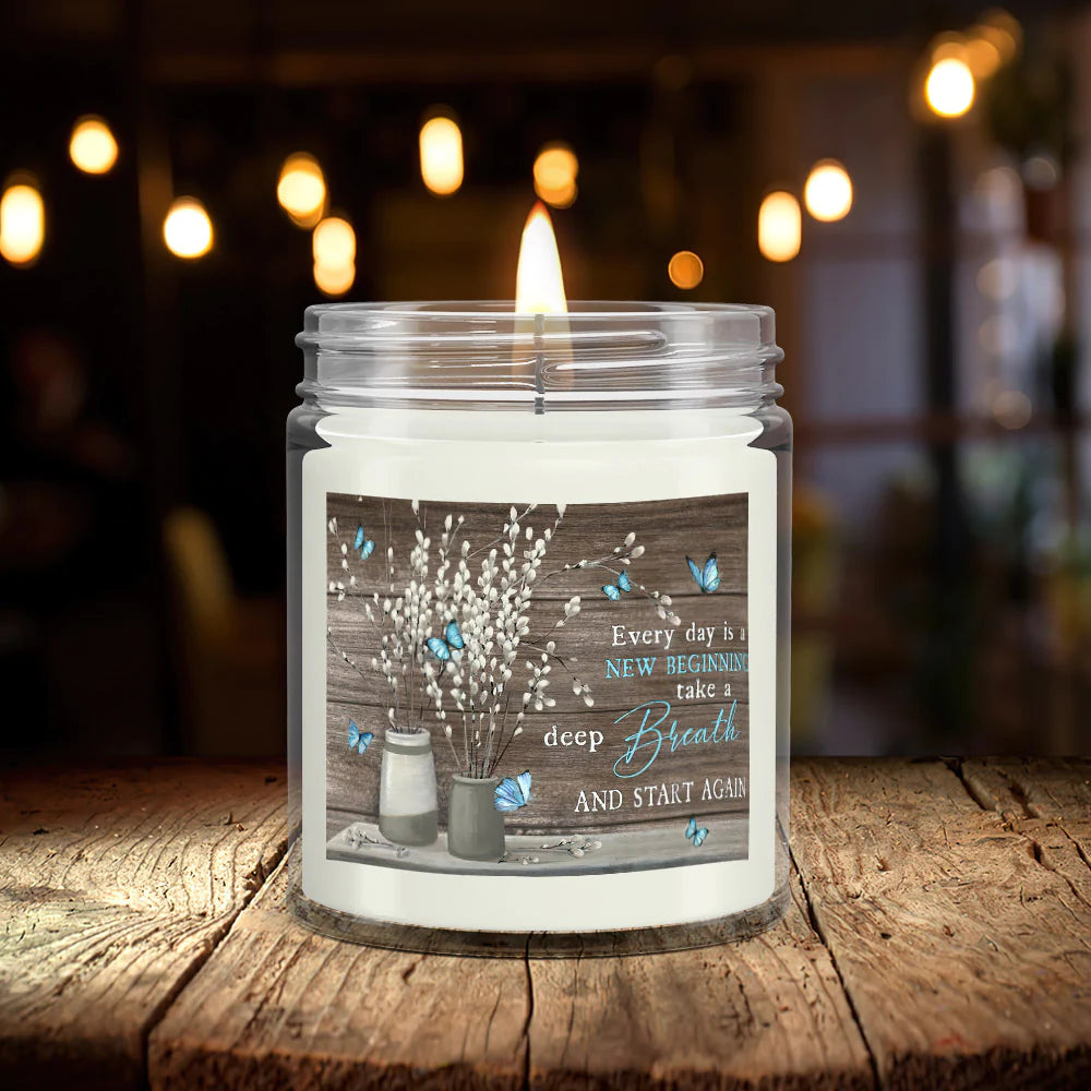 Christianartbag Candles, Every Day Is New Beginning Take A Deep Breath, Christian Candles, Bible Verse Candles, Natural Candle, Soy Wax Candle 9oz, Christmas Gift. - Christian Art Bag