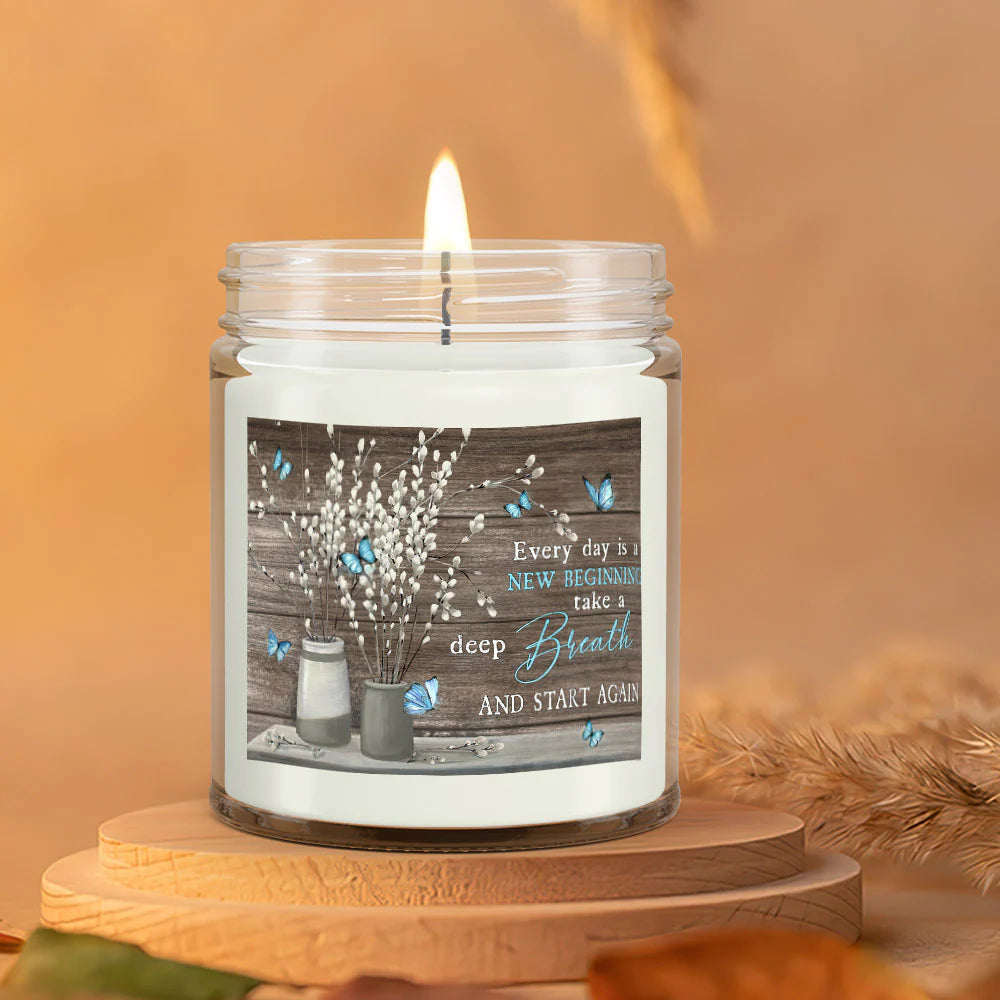 Christianartbag Candles, Every Day Is New Beginning Take A Deep Breath, Christian Candles, Bible Verse Candles, Natural Candle, Soy Wax Candle 9oz, Christmas Gift. - Christian Art Bag