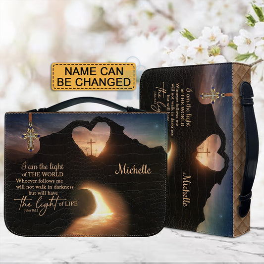 Christianartbag Bible Cover, I Am The Light Of The World Bible Cover, Personalized Bible Cover, Cross Heart Bible Cover, Christian Gifts, CAB08090124. - Christian Art Bag