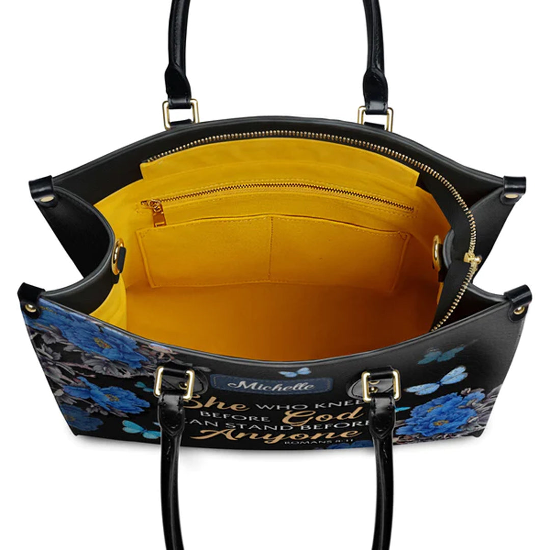 Christianartbag Handbags, She Who Kneels Before God Romans 8 31, Handbag Design, Monogram Leather Handbag, Gifts for Women, CABLTB01271223. - Christian Art Bag