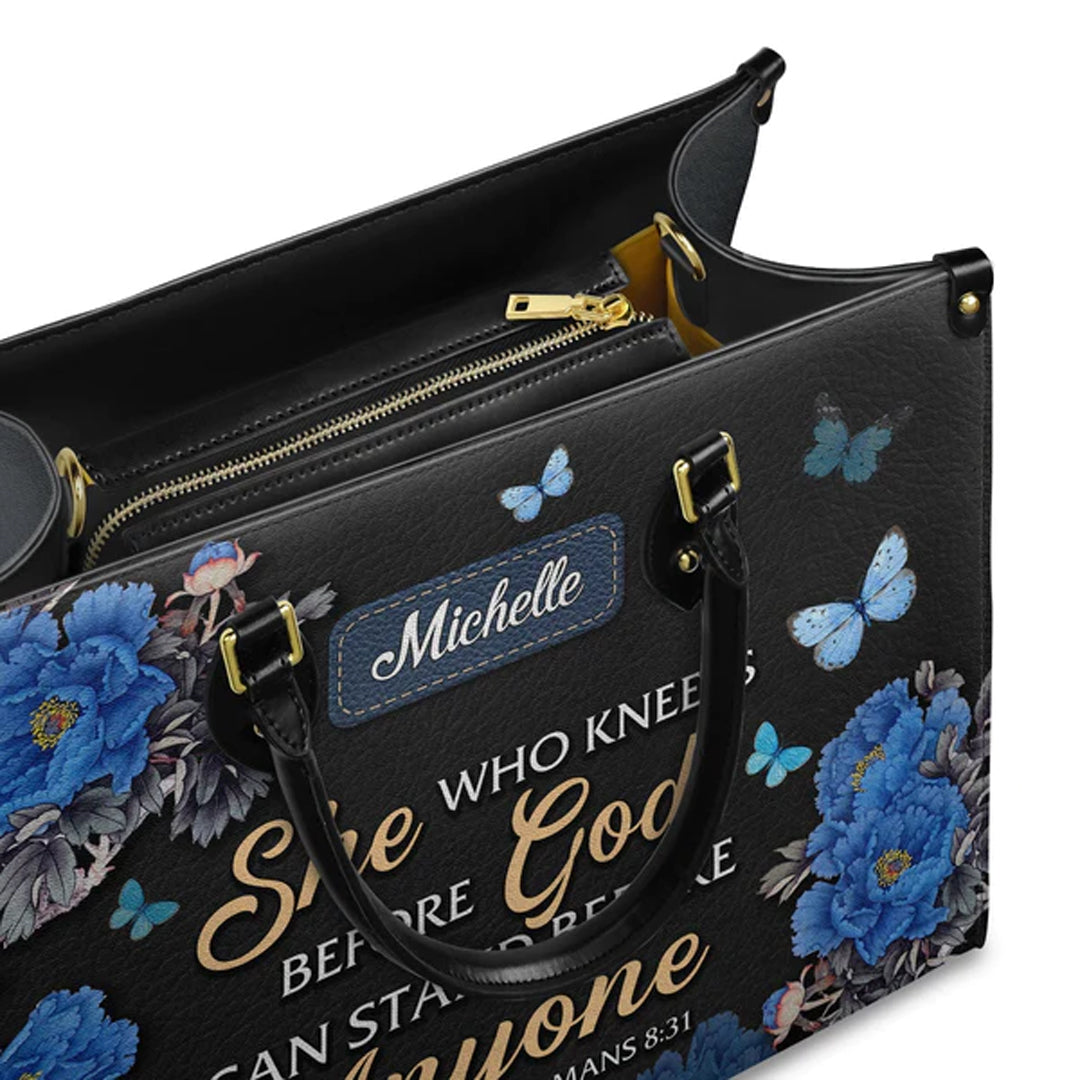 Christianartbag Handbags, She Who Kneels Before God Romans 8 31, Handbag Design, Monogram Leather Handbag, Gifts for Women, CABLTB01271223. - Christian Art Bag