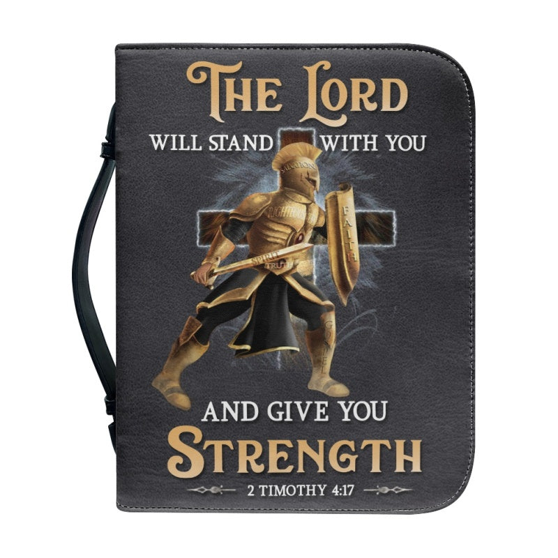 Christianartbag Bible Cover, The Lord Will Stand With You Bible Cover, Personalized Bible Cover, Warrior Lion Cross Bible Cover, Christian Gifts, CAB03251023. - Christian Art Bag