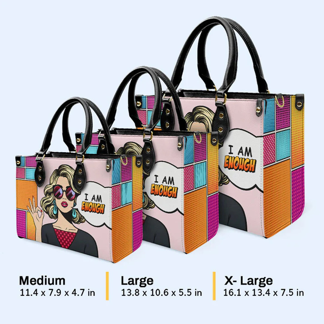 CHRISTIANARTBAG 'I Am Enough' Pop Art Empowerment Leather Handbag - CABLTHB11300324.