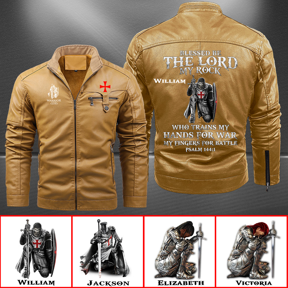 Christianartbag Leather Jacket, Blessed Be The Lord My Rock PSALM 144:1 Personalized Leather Jacket, Warm Jacket, Winter Outer Wear, Gift for Him, CABJKL03061123. - Christian Art Bag