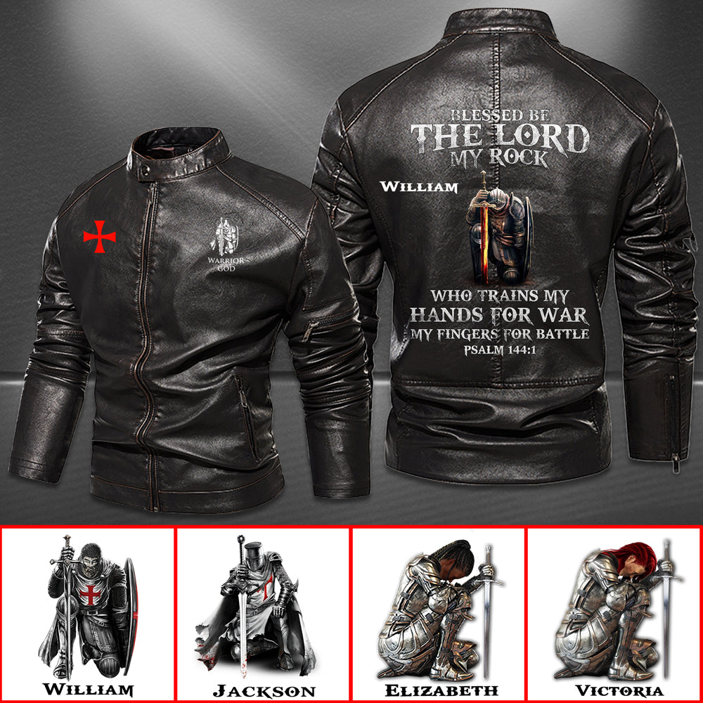 Christianartbag Leather Jacket, Blessed Be The Lord My Rock PSALM 144:1 Personalized Leather Jacket, Warm Jacket, Winter Outer Wear, Gift for Him, CABJKL03061123. - Christian Art Bag