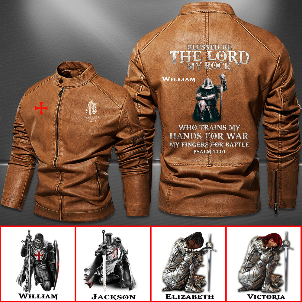 Christianartbag Leather Jacket, Blessed Be The Lord My Rock PSALM 144:1 Personalized Leather Jacket, Warm Jacket, Winter Outer Wear, Gift for Him, CABJKL03061123. - Christian Art Bag