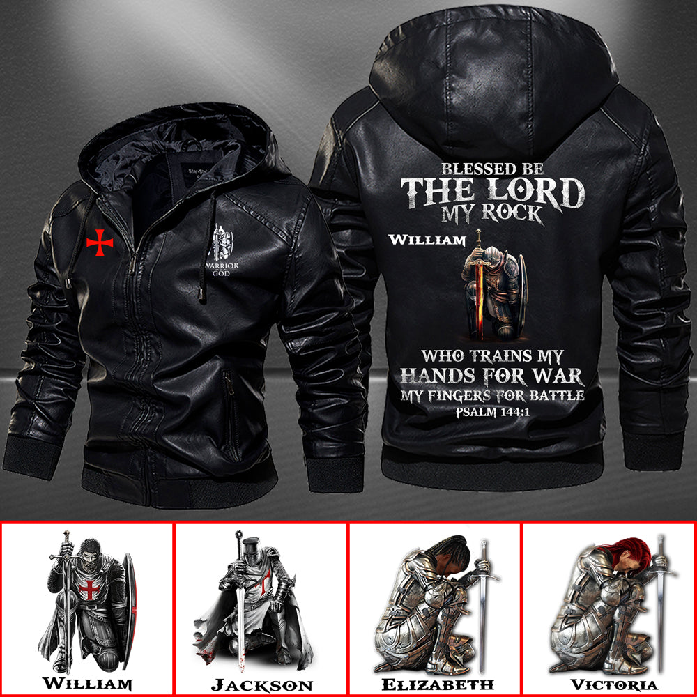 Christianartbag Leather Jacket, Blessed Be The Lord My Rock PSALM 144:1 Personalized Leather Jacket, Warm Jacket, Winter Outer Wear, Gift for Him, CABJKL03061123. - Christian Art Bag