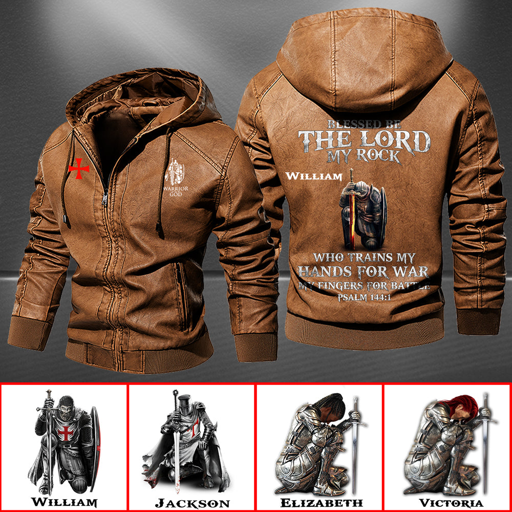 Christianartbag Leather Jacket, Blessed Be The Lord My Rock PSALM 144:1 Personalized Leather Jacket, Warm Jacket, Winter Outer Wear, Gift for Him, CABJKL03061123. - Christian Art Bag