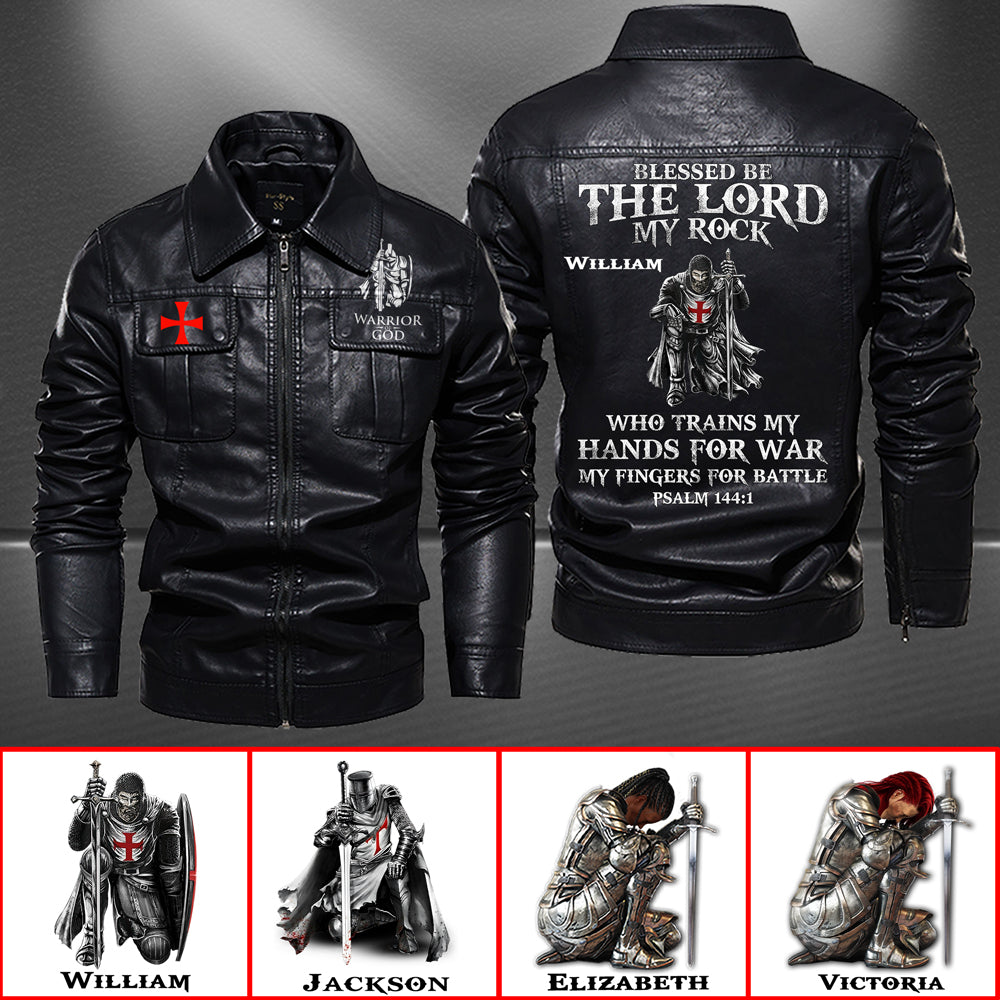 Christianartbag Leather Jacket, Blessed Be The Lord My Rock PSALM 144:1 Personalized Leather Jacket, Warm Jacket, Winter Outer Wear, Gift for Him, CABJKL03061123. - Christian Art Bag