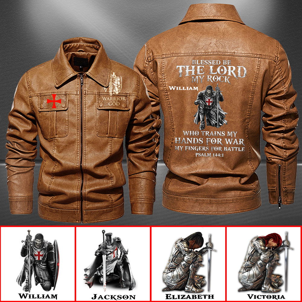 Christianartbag Leather Jacket, Blessed Be The Lord My Rock PSALM 144:1 Personalized Leather Jacket, Warm Jacket, Winter Outer Wear, Gift for Him, CABJKL03061123. - Christian Art Bag