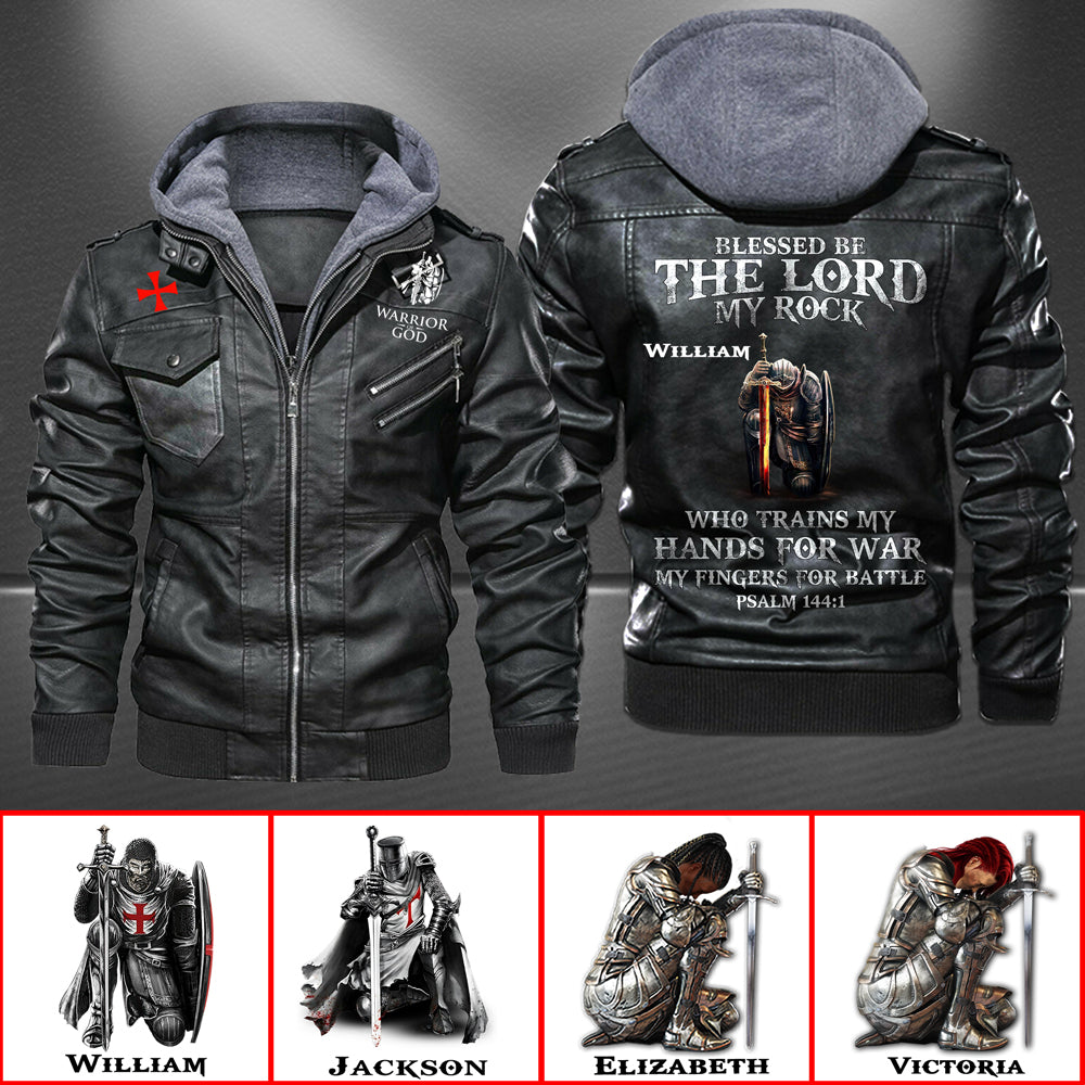 Christianartbag Leather Jacket, Blessed Be The Lord My Rock PSALM 144:1 Personalized Leather Jacket, Warm Jacket, Winter Outer Wear, Gift for Him, CABJKL03061123. - Christian Art Bag