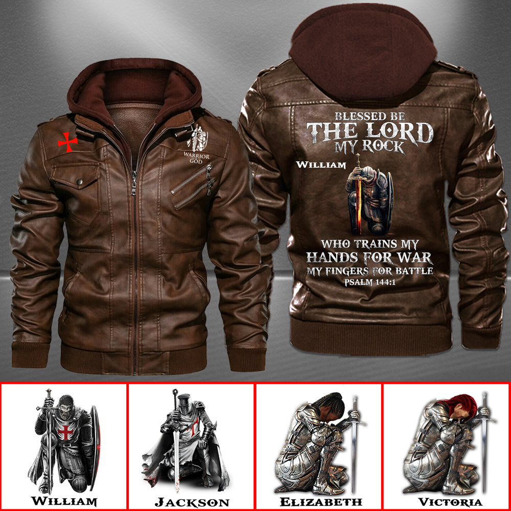Christianartbag Leather Jacket, Blessed Be The Lord My Rock PSALM 144:1 Personalized Leather Jacket, Warm Jacket, Winter Outer Wear, Gift for Him, CABJKL03061123. - Christian Art Bag