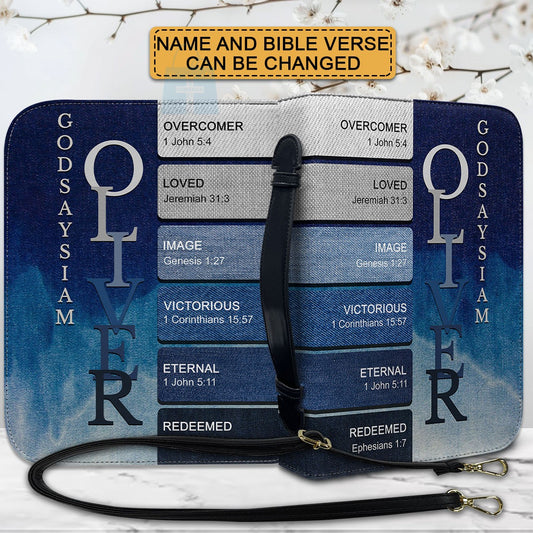 CHRISTIANARTBAG Bible Cover Denim - Uncover the sacred meaning of your name - Personalized Bible Cover - Christian Gifts