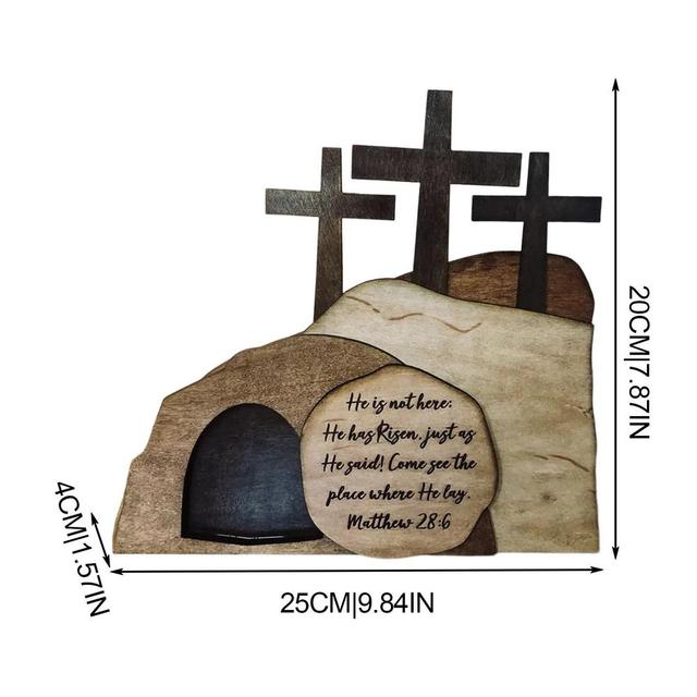 Christianartbag Home Decor, Easter Scene Ornament Cross Empty Tomb Decoration Handcrafted Cross Figurines Decor Easter Spring Party Wedding and Birthday - Christian Art Bag