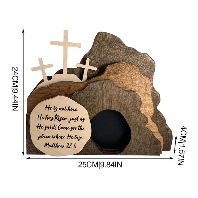 Christianartbag Home Decor, Easter Scene Ornament Cross Empty Tomb Decoration Handcrafted Cross Figurines Decor Easter Spring Party Wedding and Birthday - Christian Art Bag