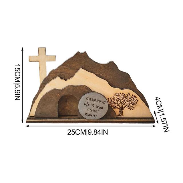Christianartbag Home Decor, Easter Scene Ornament Cross Empty Tomb Decoration Handcrafted Cross Figurines Decor Easter Spring Party Wedding and Birthday - Christian Art Bag