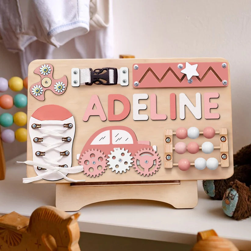 Christianartbag Educational Toys, Custom Engraved Montessori Busy Board - Personalized Wooden Educational Toy for Toddlers - Personalized Busy Board - Wooden Montessori Toys, CABTK03270224.