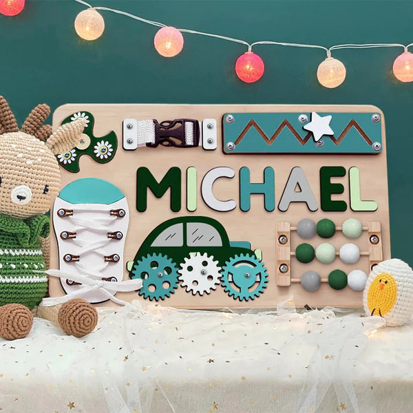 Christianartbag Educational Toys, Custom Engraved Montessori Busy Board - Personalized Wooden Educational Toy for Toddlers - Personalized Busy Board - Wooden Montessori Toys, CABTK03270224.