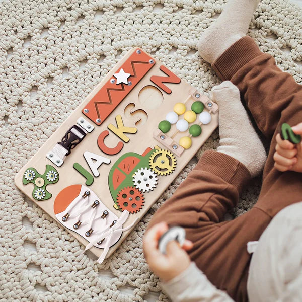 Christianartbag Educational Toys, Custom Engraved Montessori Busy Board - Personalized Wooden Educational Toy for Toddlers - Personalized Busy Board - Wooden Montessori Toys, CABTK03270224.