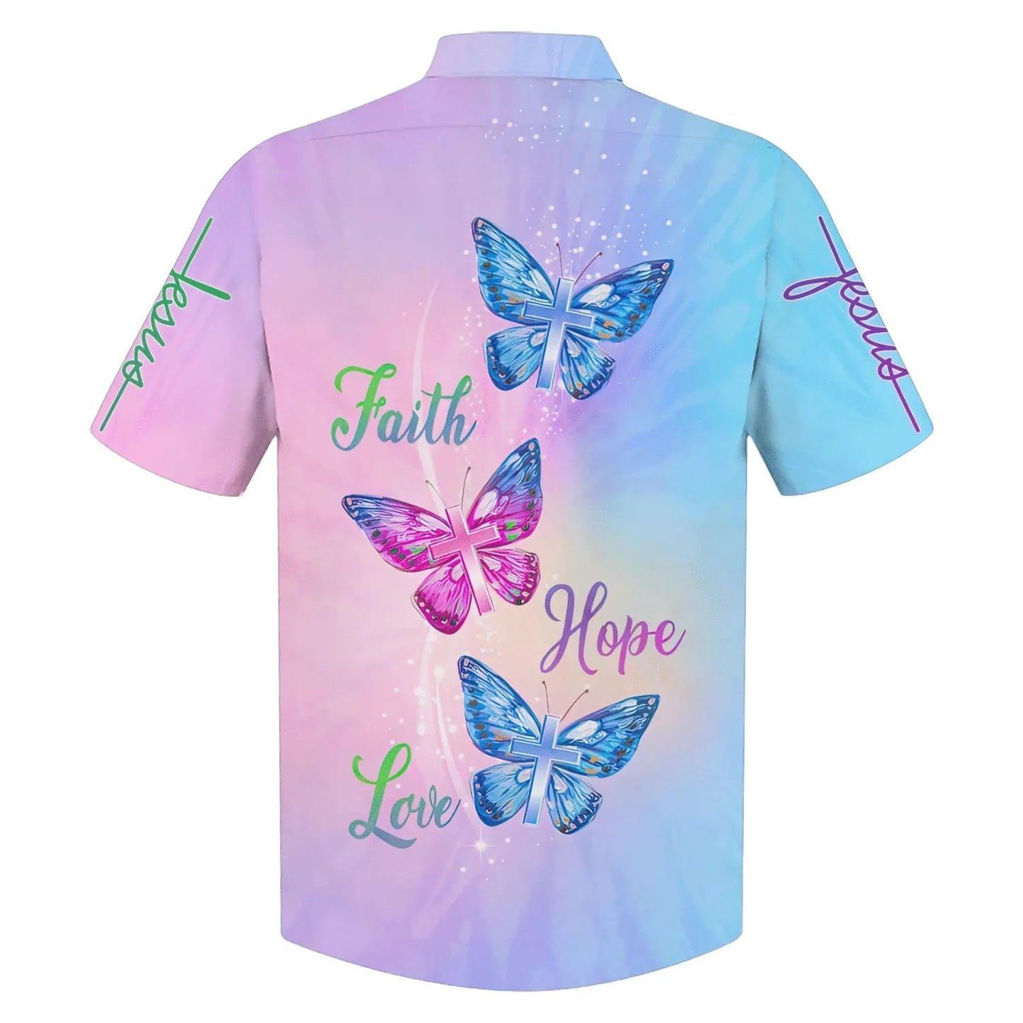 Christianartbag Hawaiian Shirt, Faith Hope Love Butterfly Hawaiian Shirts, Christian Hawaiian Shirts For Men & Women. - Christian Art Bag