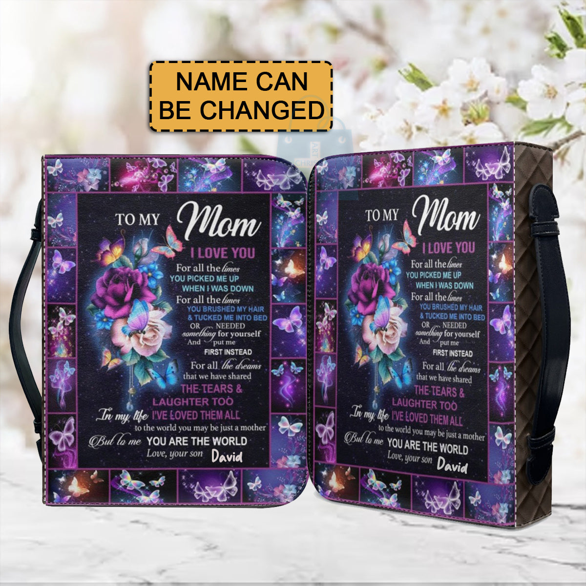 Christianartbag Bible Cover, To My Mom I Love You Butterfly Bible Cover, Personalized Bible Cover, Mom Bible Cover, Mother Days Gifts, CAB01201223. - Christian Art Bag