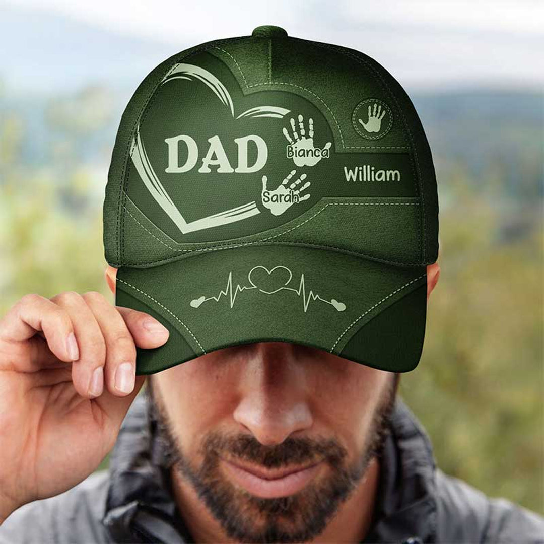 Christianartbag Cap, Grandpa Dad Kids Handprints Cap, Personalized Cap, Cap for Dad, CABCAP07230524.