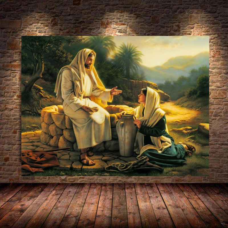 Christianartbag Home Decor, Christian God Famous Painting Jesus Herding The Sheep Canvas Posters and Prints Wall Art Pictures for Living Room Deor Cuadros - Christian Art Bag