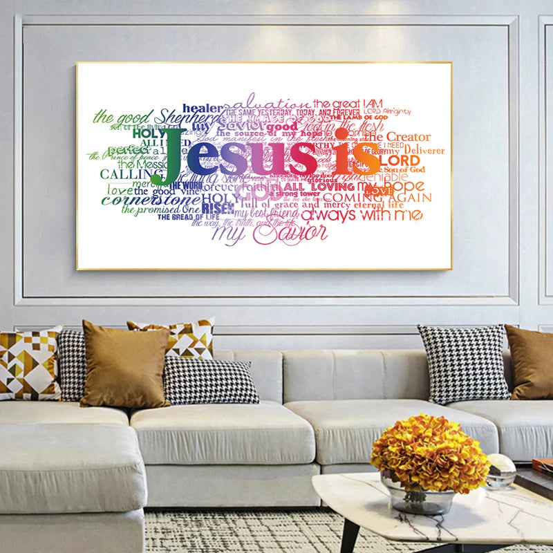 Christianartbag Home Decor, Christian Jesus Letters Posters and Prints on The Wall Canvas Painting Colorful Wall Art Picture for Living Room Church Decor - Christian Art Bag