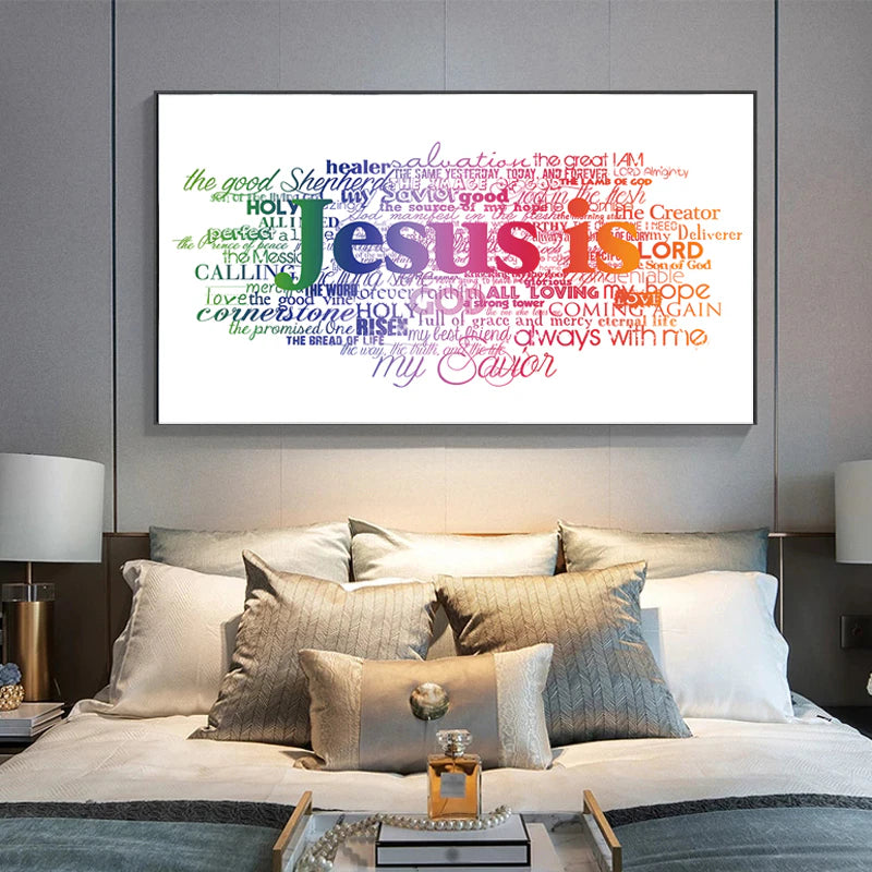 Christianartbag Home Decor, Christian Jesus Letters Posters and Prints on The Wall Canvas Painting Colorful Wall Art Picture for Living Room Church Decor - Christian Art Bag