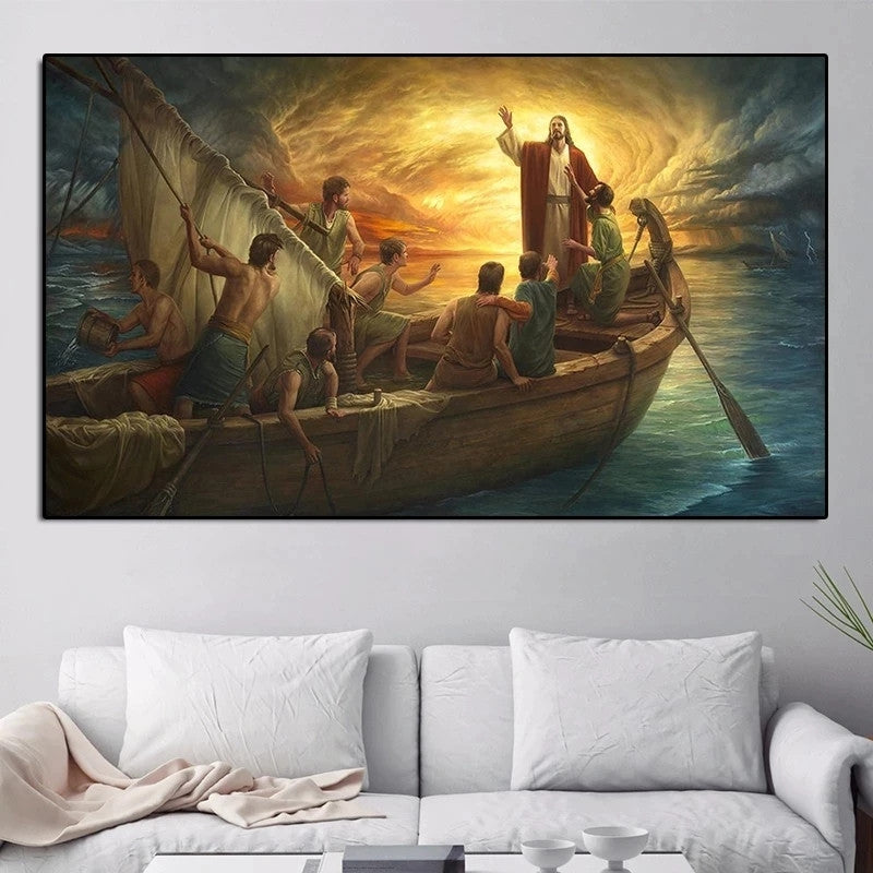 Christianartbag Home Decor, Christian God Famous Painting Jesus Herding The Sheep Canvas Posters and Prints Wall Art Pictures for Living Room Deor Cuadros - Christian Art Bag