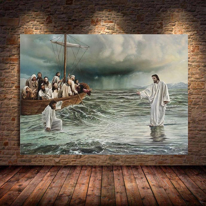 Christianartbag Home Decor, Christian God Famous Painting Jesus Herding The Sheep Canvas Posters and Prints Wall Art Pictures for Living Room Deor Cuadros - Christian Art Bag