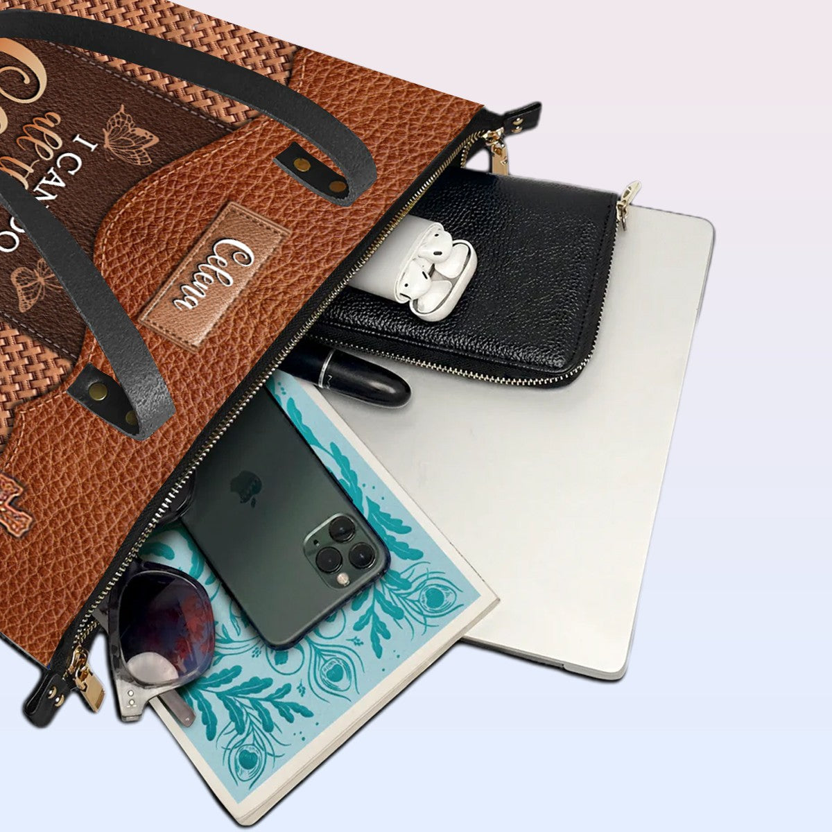 Personalized Leather Tote Bag with Bible Verses – Personalized Leather Handbags – A Statement of Faith & Strength | CHRISTIANARTBAG Leather TOTE Bag.