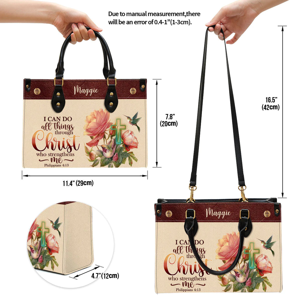 Christianartbag Handbags, I Can Do All Things Through Christ Philippians 41:3 Leather Bags, Personalized Bags, Gifts for Women, Christmas Gift, CABLTB01300723. - Christian Art Bag