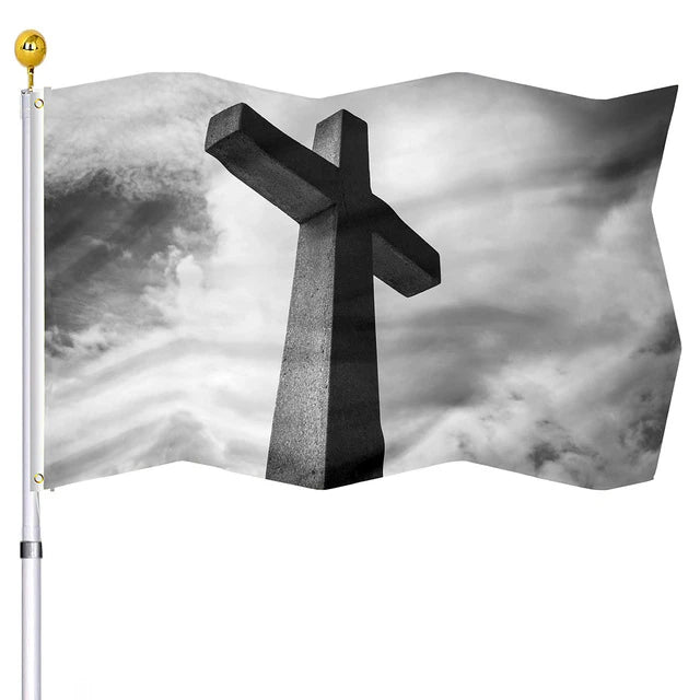 Christianartbag Flag Decor, Christianity Cross Flag Home Room Dormitory Decoration Outdoor Decor Polyester Banners and Flags Brass Grommets Women Men Gift - Christian Art Bag