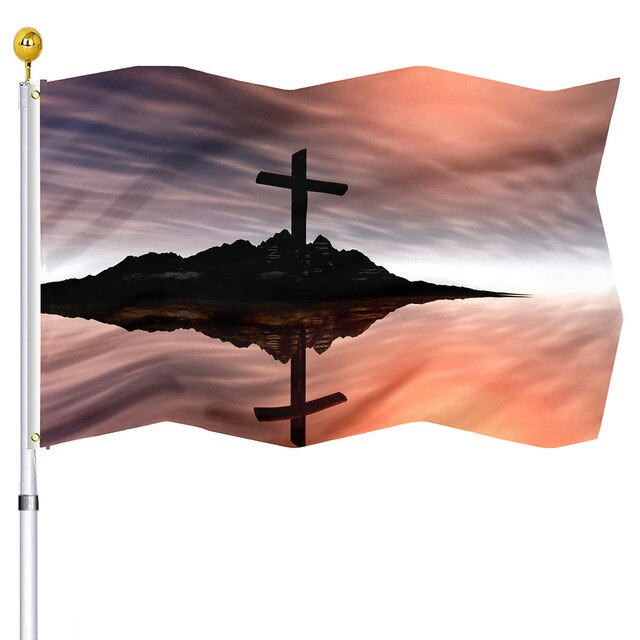 Christianartbag Flag Decor, Christianity Cross Flag Home Room Dormitory Decoration Outdoor Decor Polyester Banners and Flags Brass Grommets Women Men Gift - Christian Art Bag