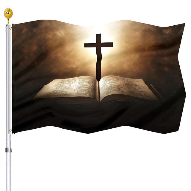 Christianartbag Flag Decor, Christianity Cross Flag Home Room Dormitory Decoration Outdoor Decor Polyester Banners and Flags Brass Grommets Women Men Gift - Christian Art Bag