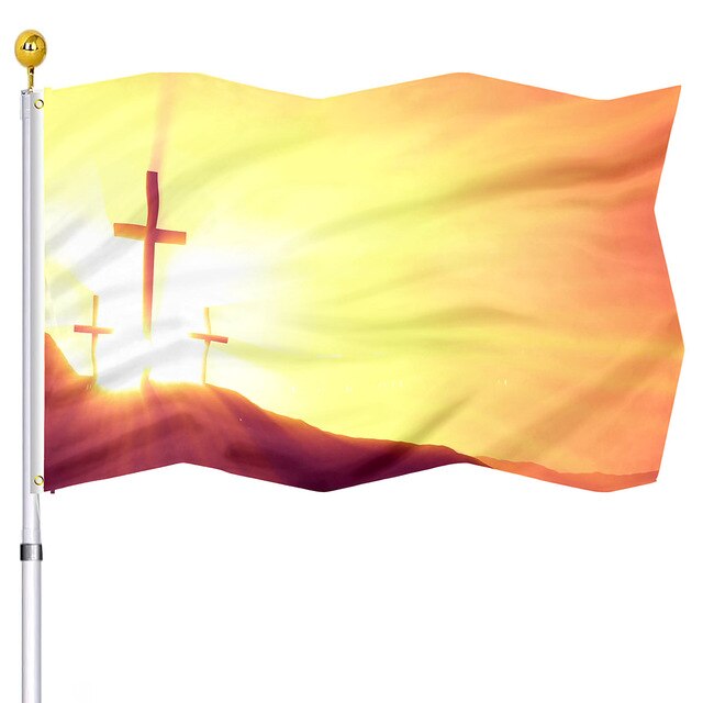 Christianartbag Flag Decor, Christianity Cross Flag Home Room Dormitory Decoration Outdoor Decor Polyester Banners and Flags Brass Grommets Women Men Gift - Christian Art Bag