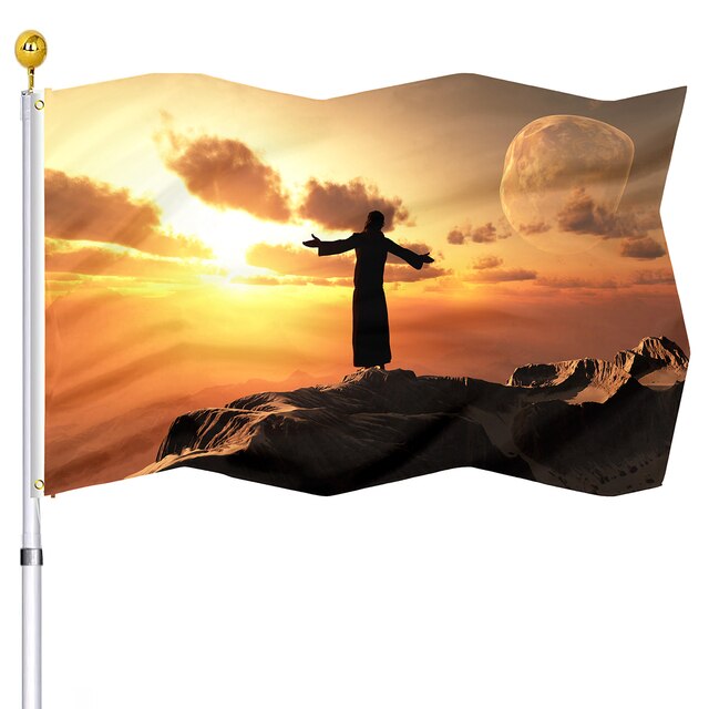Christianartbag Flag Decor, Christianity Cross Flag Home Room Dormitory Decoration Outdoor Decor Polyester Banners and Flags Brass Grommets Women Men Gift - Christian Art Bag