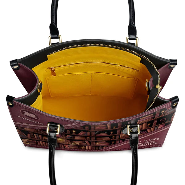 Christianartbag Handbags, Just A Girl Who Loves Books, Handbag Design, Monogram Leather Handbag, Gifts for Women, CABLTB03271223. - Christian Art Bag