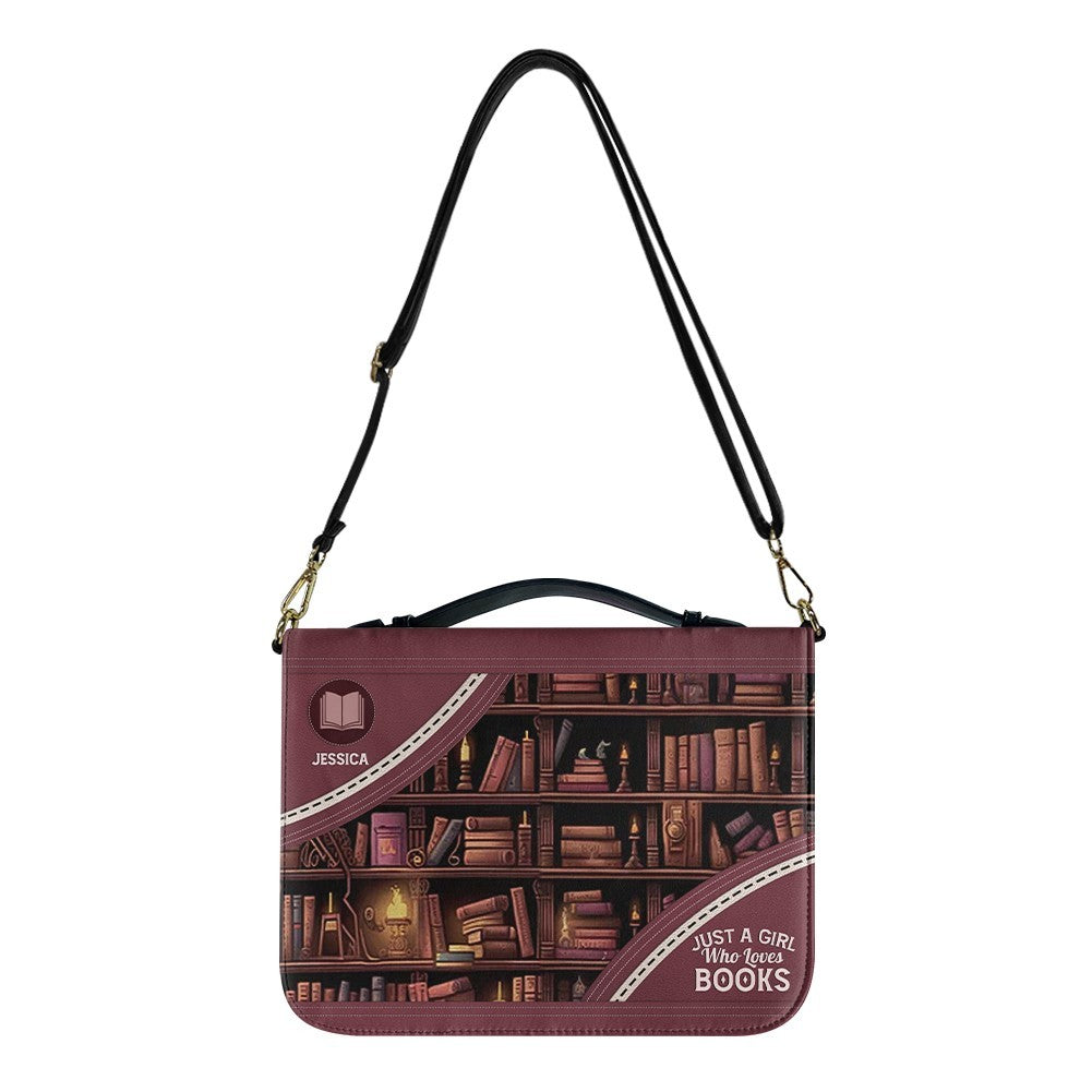 CHRISTIANARTBAG Book Covers - Just A Girl Who Loves Books - Book Cover Red - Personalized Book Cover.