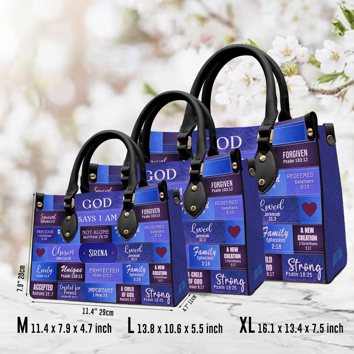 Customizable Luxury Leather Handbag - Personalized Elegance by CHRISTIANARTBAG - GOD Says I Am Blue Leather Handbag.