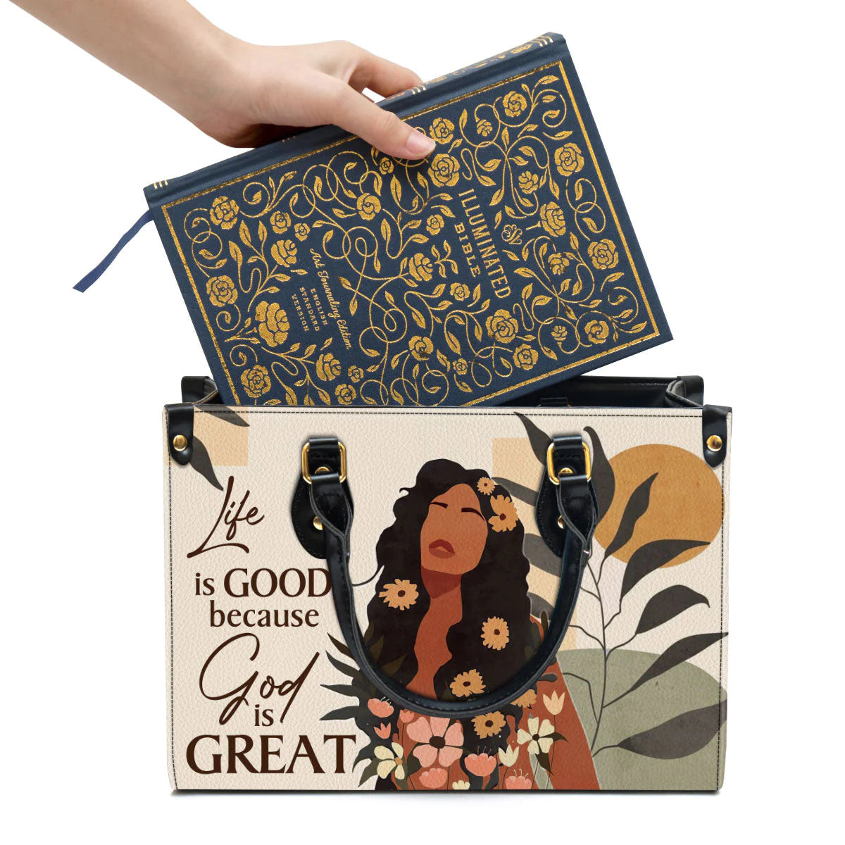 Christianartbag Handbag, Life Is Good Because God Is Great Pretty, Personalized Gifts, Gifts for Women, Christmas Gift. - Christian Art Bag
